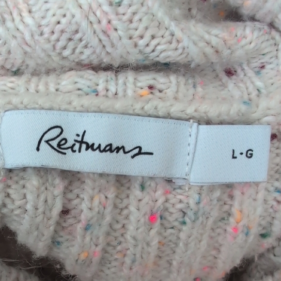 Cozy Boho Confetti Speckled Knit Sweater with Tassel Drawstring Hem – Size L - Picture 12 of 15